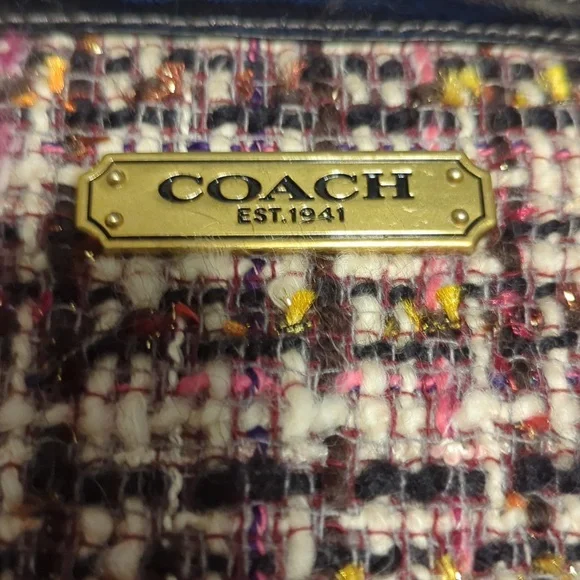 Vintage Y2K Coach Tweed Shoulder Bag Purse Tote - Picture 2 of 9